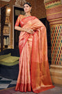 Peach Fancy Banarasi  Silk Saree