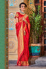 Hot Red Pure Sattin Silk Saree With Zari Weaving