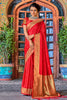 Hot Red Pure Sattin Silk Saree With Zari Weaving