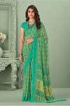 Light Green Georgette Saree With Printed Work