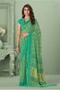 Light Green Georgette Saree With Printed Work