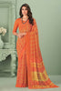 Orange Georgette Saree With Printed Work
