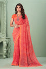 Orange Georgette Saree With Printed Work
