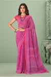Taffy Pink Georgette Saree With Printed Work