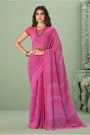 Taffy Pink Georgette Saree With Printed Work