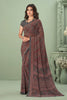 Dark Gray Georgette Saree With Printed Work