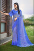 Blue Chiffon Saree With Printed Work