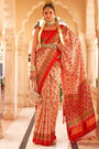 Ginger Orange Digital Patola Silk With Gold Lagdi Patta
