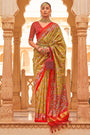 Lime Green Digital Patola Silk With Gold Lagdi Patta
