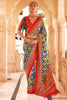 Blue & Green Digital Patola Silk With Gold Lagdi Patta
