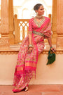 Pink Digital Patola Silk With Gold Lagdi Patta
