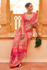 Pink Digital Patola Silk With Gold Lagdi Patta