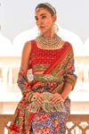 Blue Digital Patola Silk With Gold Lagdi Patta