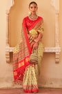 Cream Digital Patola Silk With Gold Lagdi Patta