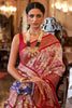 Red And Cream Smooth Patola Silk Saree With Dimond Work