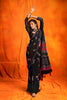 Black color Multy Design Sartin Border Saree With Blouse