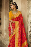 Maroon Jacquard Woven Design Saree With Embroidered Blouse
