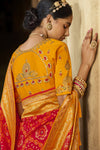Maroon Jacquard Woven Design Saree With Embroidered Blouse