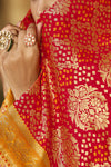 Maroon Jacquard Woven Design Saree With Embroidered Blouse