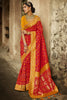 Maroon Jacquard Woven Design Saree With Embroidered Blouse