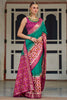 Sea Green Smooth Patola Silk Saree With Khatli & Aare Work