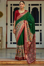 Green Smooth Patola Silk Saree With Khatli & Aare Work