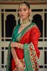 Red Smooth Patola Silk Saree With Khatli & Aare Work