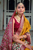 Mustard Yellow Smooth Patola Silk Saree With Khatli & Aare Work