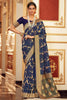 Blue Colour Chiffon Bandhani Saree With Zari Weaving Work