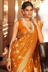 Yellow Colour Chiffon Bandhani Saree With Zari Weaving Work