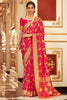 Pink Colour Chiffon Bandhani Saree With Zari Weaving Work