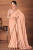 Peach Colour Georgette Silk Saree With Embroidery Work