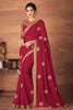 Maroon Colour Georgette Silk Saree With Embroidery Work