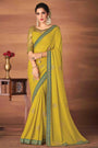 Yellow Colour Georgette Silk Saree With Embroidery Work
