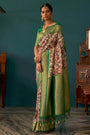 Alluring Light Cream Tusser Silk Saree With Designer Blouse