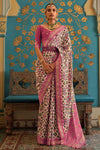 Pink & Light Yellow Smooth Patola Silk Saree With Zari Weaving