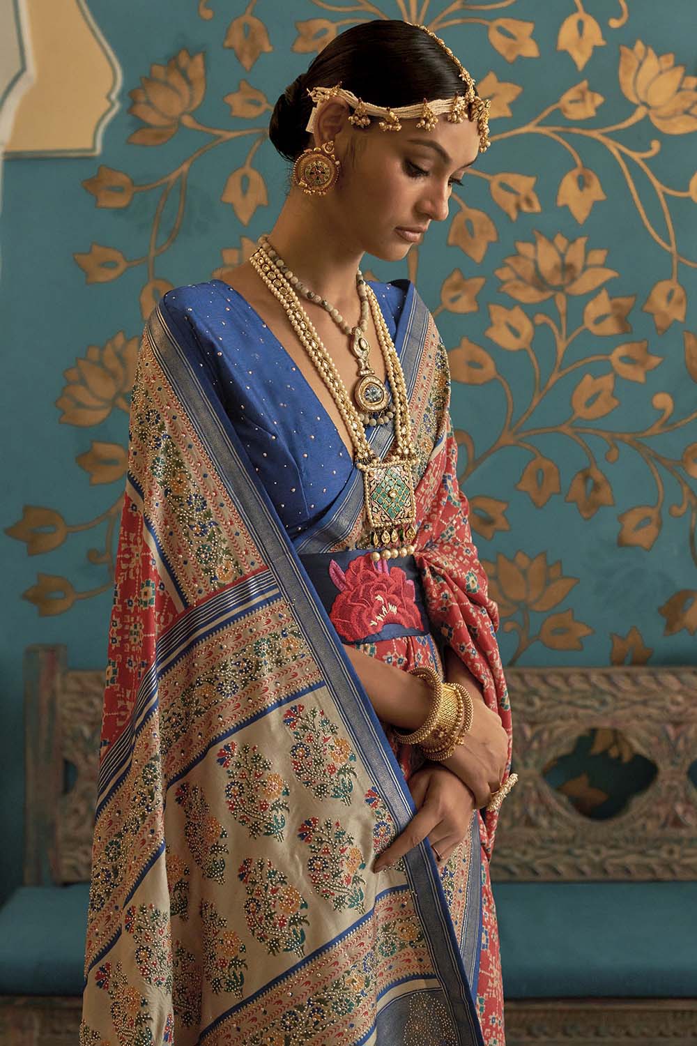 Red Smooth Patola Silk Saree With Zari Weaving Work