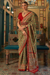 Green & Maroon Smooth Patola Silk Saree With Zari Weaving