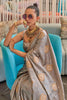 Grey Colour Satin Silk Saree With Zari Weaving Work