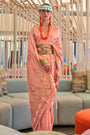 Peach Colour Satin Silk Saree With Zari Weaving Work