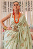 Sea Green Colour Satin Silk Saree With Zari Weaving Work