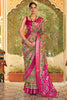 Green & Pink Patola Saree With  Weaving Work
