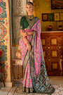Pink & Dark Green Patola Saree With  Weaving Work