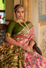 Peach & Olive Green Patola Saree With Weaving Work