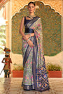Green & Blue Patola Saree With  Weaving Work