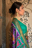 Purple & Teal Green Patola Saree With  Weaving Work