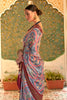 Gray & Maroon Patola Saree With  Weaving Work