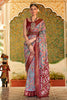 Gray & Maroon Patola Saree With  Weaving Work