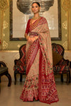 Beige And Brown Colour Patola Silk Saree With Weaving Work