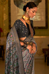 Grey Colour Patola Silk Saree With Weaving Work